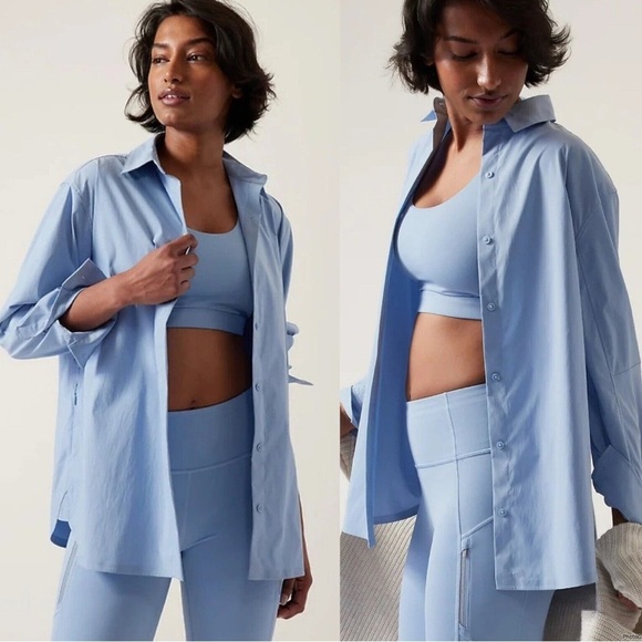 Athleta Performance Poplin Top - Picture 1 of 7